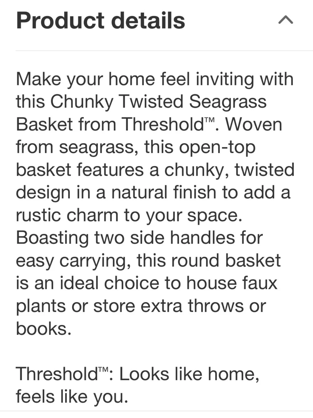 THRESHOLD NWT Chunky Twisted Seagrass Basket